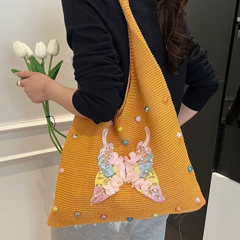 Borsa tote alla moda in maglia a tracolla di grande capacità, stile casual e pigro, per donna, 2025_voghion.com