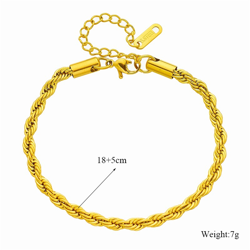 Set di gioielli intrecciati con collana a catena intrecciata in acciaio al titanio, semplice, di nicchia, alla moda, retrò_voghion.com