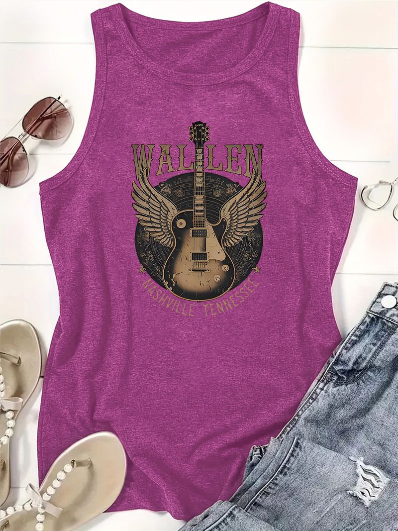 Abbigliamento da donna, moda, tutto abbinato, gilet largo da donna con disco per chitarra_voghion.com