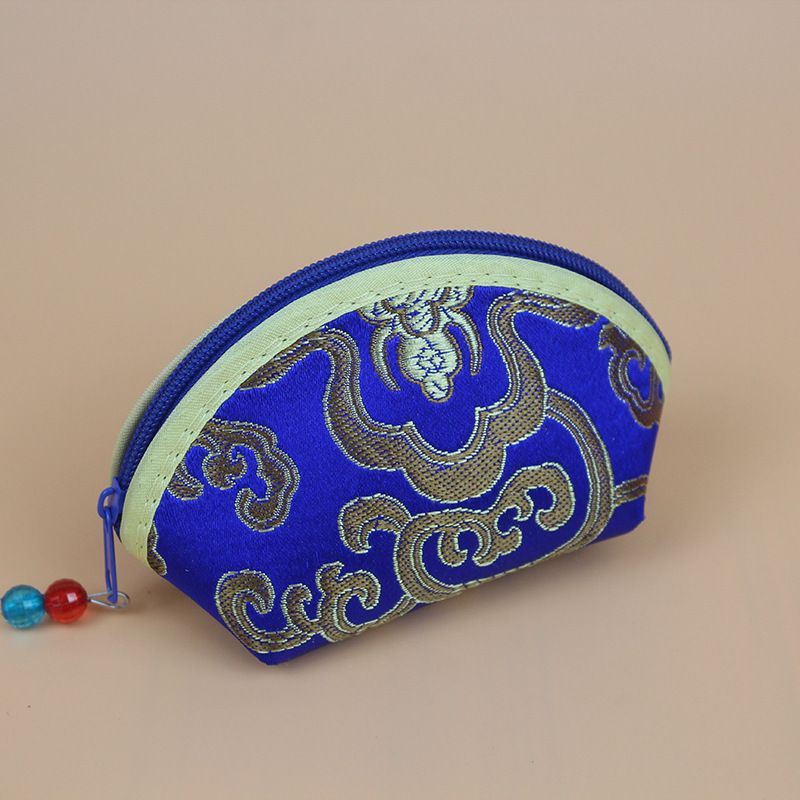 New Ethnic Style Single Zipper Wallet Floral Fabric Pattern Embroidered Coin Purse Clutch_voghion.com