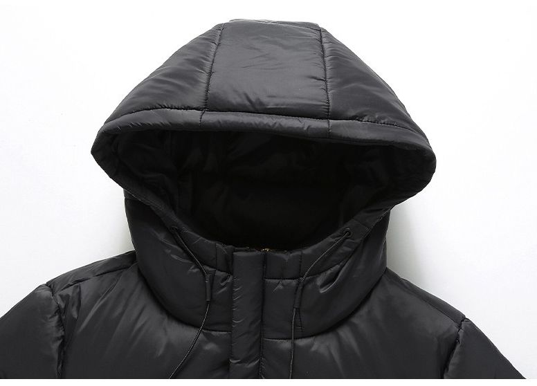 Giacca invernale con cappuccio lunga in piumino nero e oro per uomo e donna, cappotto con cappuccio in piumino d'anatra bianco alla moda_voghion.com