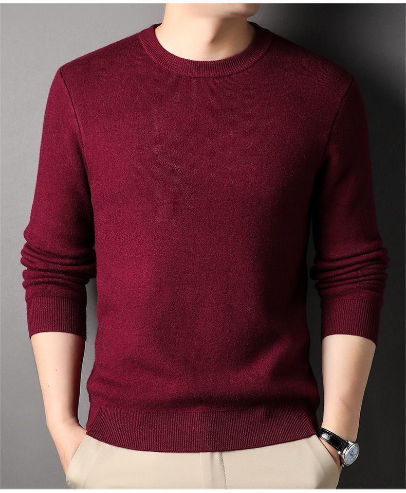 Maglione da uomo a tinta unita, vestibilità slim, versatile, girocollo, base in maglia, autunno dal vivo_voghion.com