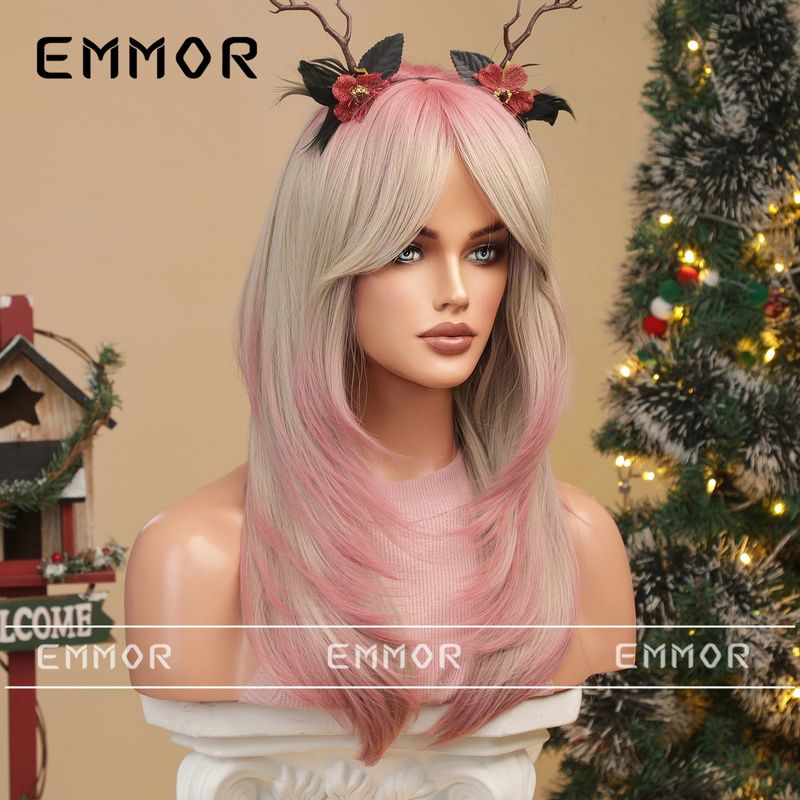 Parrucca colorata per cosplay di Halloween di Natale Qi Bangs parrucca corta riccia bobo acconciatura completa_voghion.com