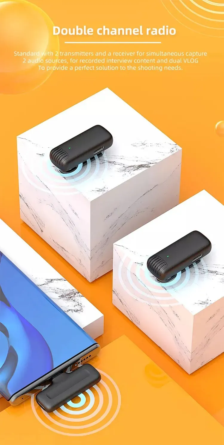 Belaidis prisegamas mikrofonas su įkrovimo dėklu, skirtas „Android“ telefonui, skirtas radijo įrašymui, triukšmo mažinimui, mini mikrofonas_voghion.com