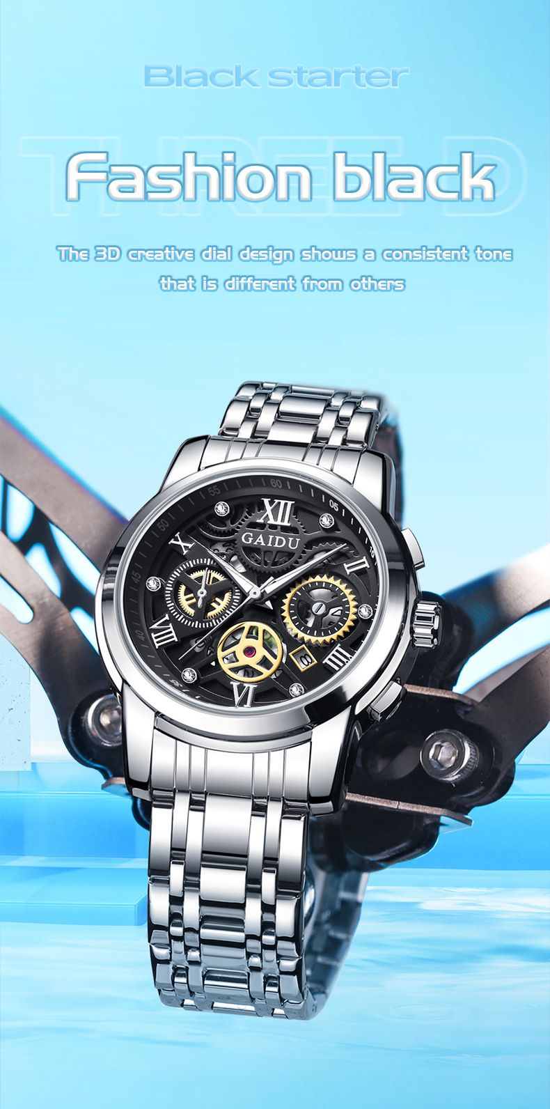 Luxuriöse Business-Herrenuhr mit Skelett-Zifferblatt, automatischem Quarzwerk, Edelstahlarmband, 40-mm-Gehäuse, wasserdichte Herrenuhr_voghion.com