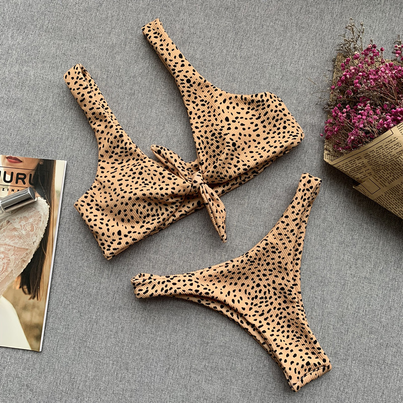 bikini imprimé léopard noué maillot de bain pour femme maillot de bain une pièce dos nu bikini une pièce_voghion.com