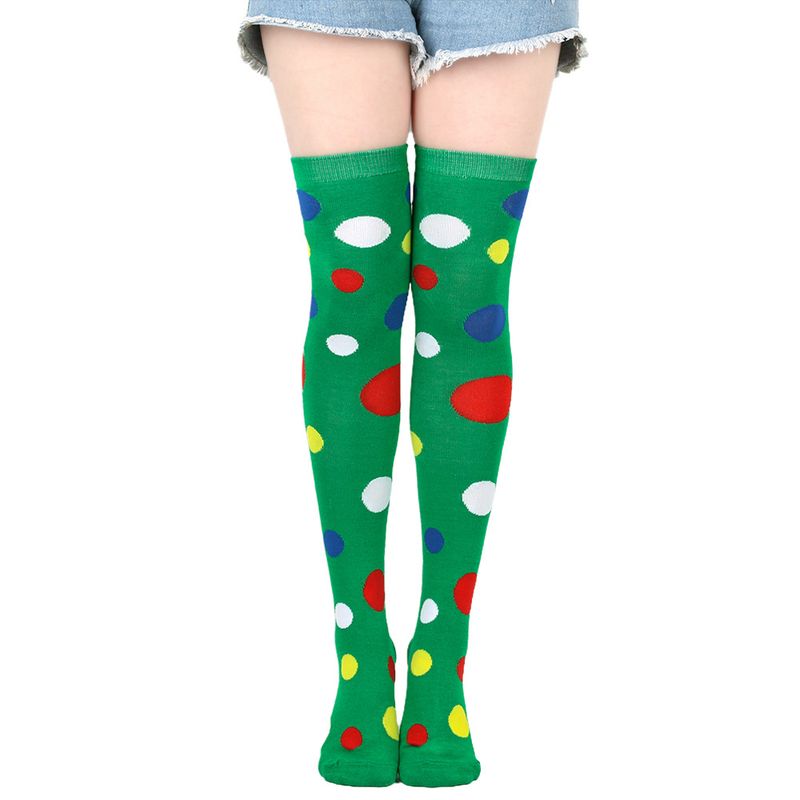 Unisex Halloween polka Dot Clown pończochy Rave Ball party wykonujący świąteczne polka dot skarpetki za kolano_voghion.com
