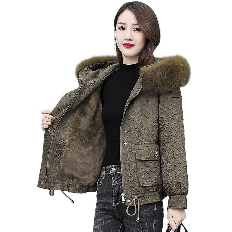 Thickened New Winter Outfit, With A Slimming Western-Style Temperament And Short Plush Workwear Printed Cotton_voghion.com