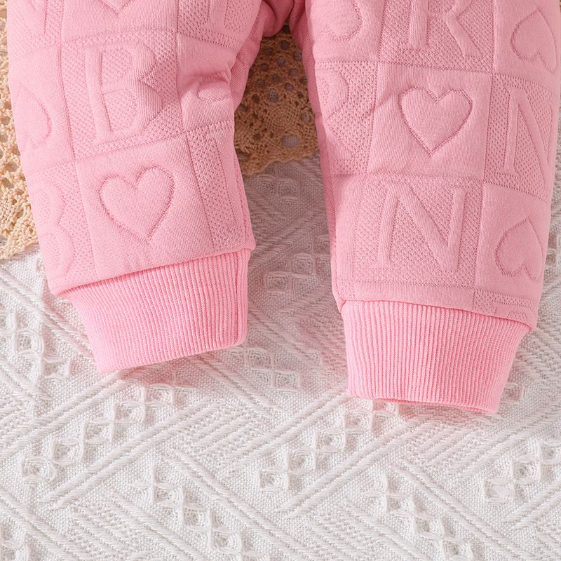 Conjunto de duas peças para bebês meninas, 225, primavera e outono, com gola redonda e manga comprida, calça estampada com letras, disponível em estoque_voghion.com