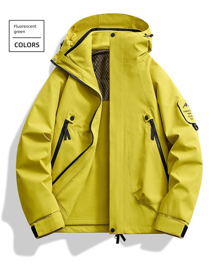 2025 Model 3-in-1 Men's Outdoor Hiking Couple Style Detachable Waterproof Solid Color Mountain Series Jacket For Women_voghion.com
