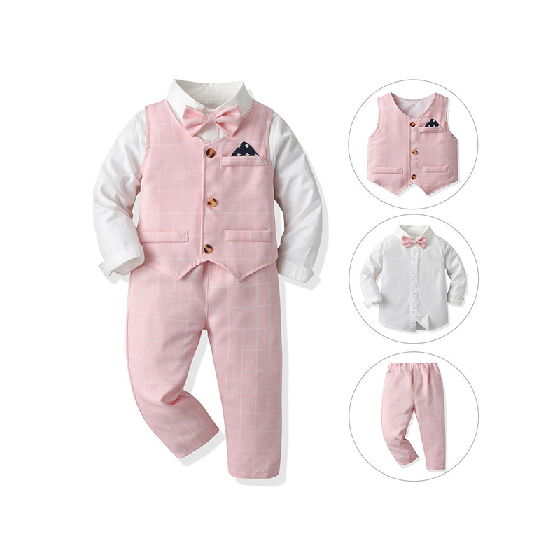 children's gentleman's dress vest long-sleeved cotton cardigan suit flower girl Christmas children's clothing_voghion.com