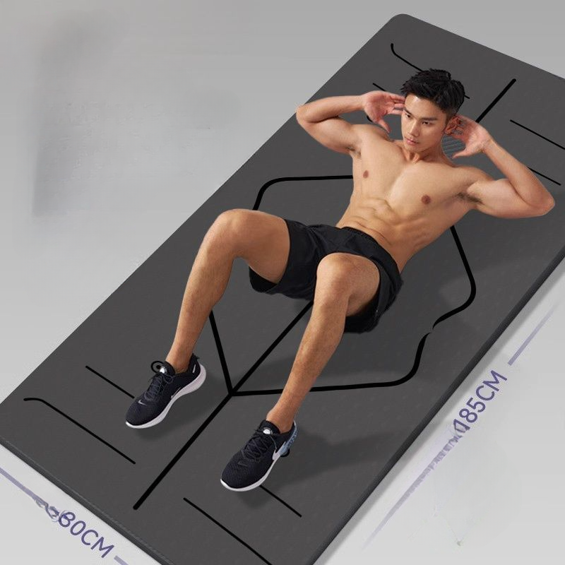 Tappetino da allenamento antiscivolo allargato e spesso per yoga, fitness, insonorizzato e assorbente per sport da uomo_voghion.com