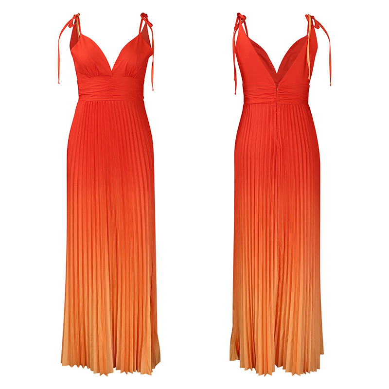 Damen Sling Rückenfrei Sexy Träger Gradient Kleid Kleid_voghion.com