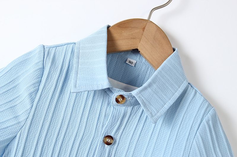 Abbigliamento per bambini e mamma Abiti per bambini Camicia a maniche corte con bottoni sul davanti per ragazzi Pantaloncini elastici Completo due pezzi Fornitura transfrontaliera_voghion.com