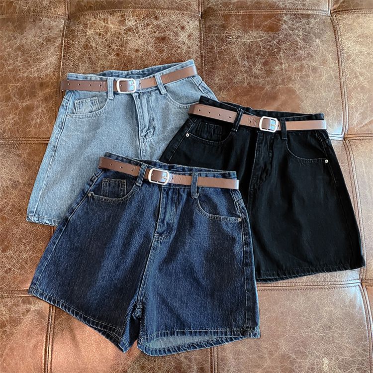 Roupas femininas Shorts jeans para mulheres Verão Novo estilo Tendência Ins Internet Celebridade Cintura alta Simples Fino Solto Perna larga Todos combinam A Linha Calças quentes_voghion.com