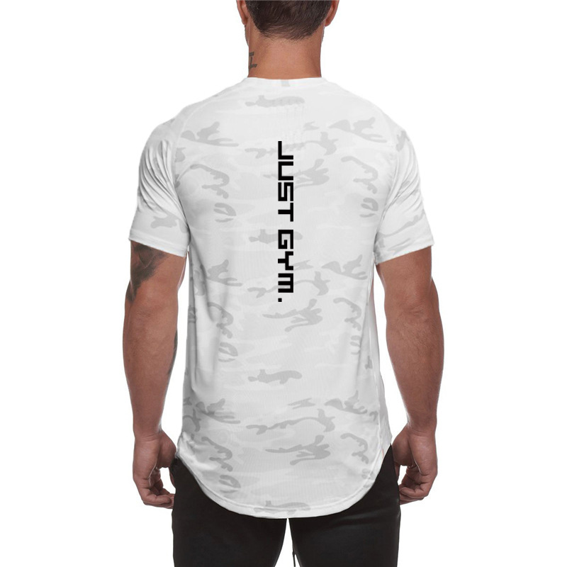 Men's fitness quick-drying camouflage short-sleeved recreational running training clothes_voghion.com