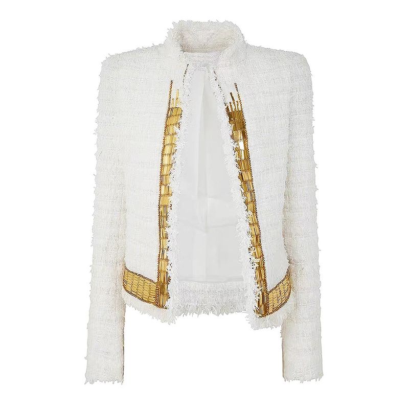 Vêtements pour femmes, mode célébrité, gilet en métal lourd perlé, haut, jupe, costume extérieur_voghion.com