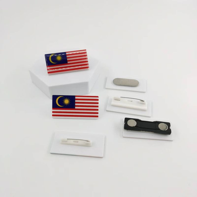 Malaysia Brooch 2.5*5 Acrylic National Flag Badge Pin Direct_voghion.com