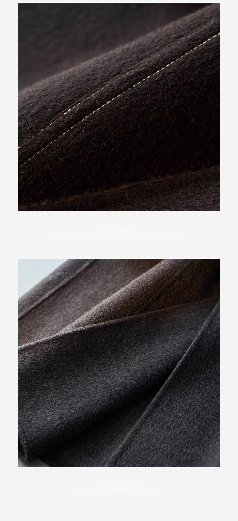 Double-Sided Coat For Men, Mid-Length, Korean Style, Loose Fit, Turn-Down Collar, Casual Full Wool Gray Trench Coat,_voghion.com