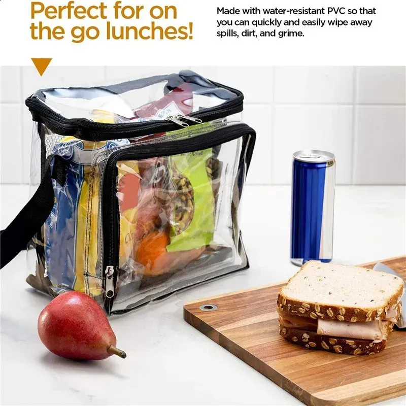 Borsa da donna in PVC, borsa per il pranzo, portatile, grande capacità, impermeabile, da viaggio, trasparente, a tracolla, per_voghion.com