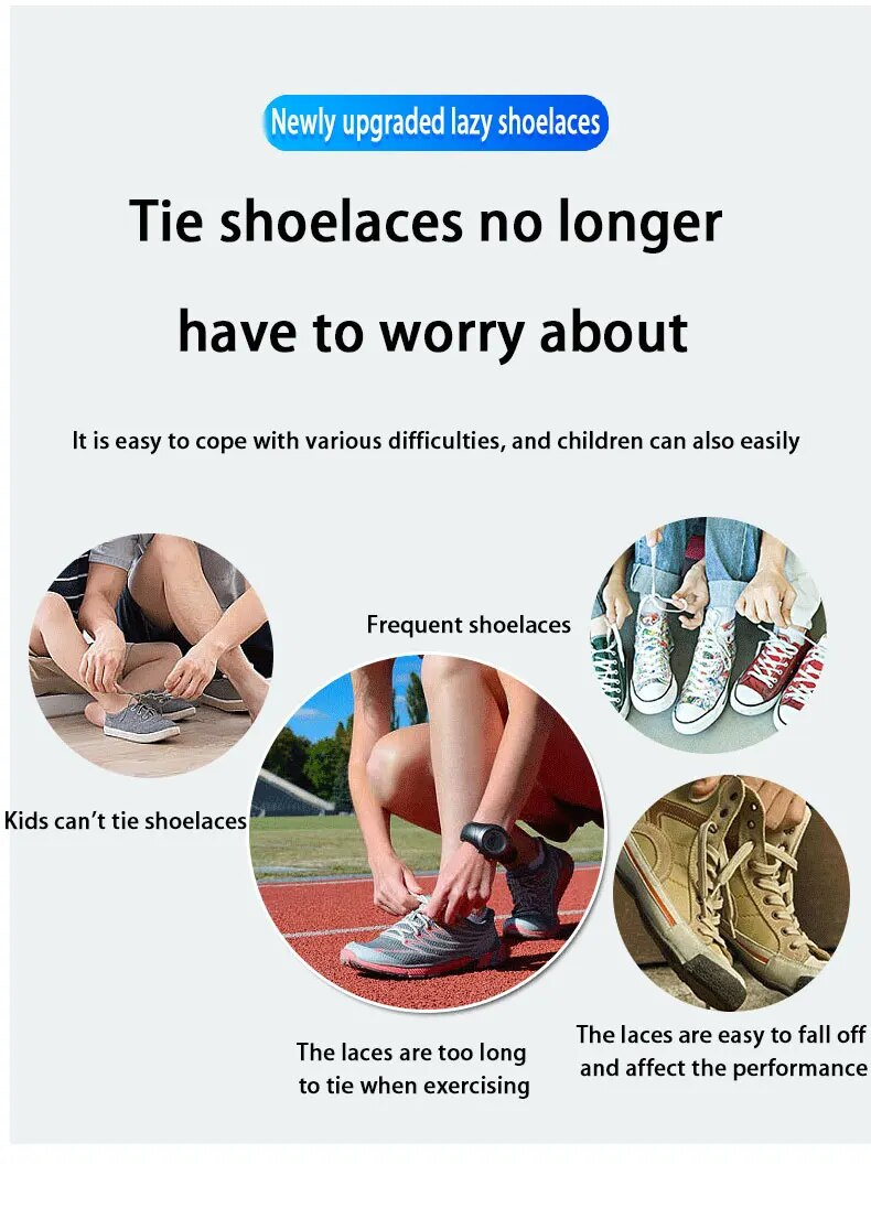 NUOVI Lacci NoTie Clip per scarpe magnetiche Lacci elastici piatti elasticizzati Sneakers Donna Uomo Bambini Lacci Casual per_voghion.com