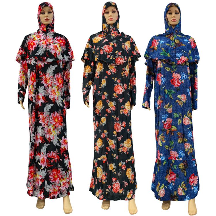 Hot Selling Kaftan Dubai Robe Pullover Headscarf Two-piece Set_voghion.com