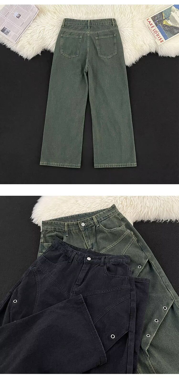 2024. gada American Wide Jeans vīriešu pavasara un rudens modes zīmola brīvas, taisnas kājas, ikdienas, garas bikses._voghion.com