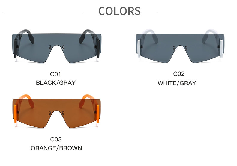 Vintage Oversized Square Rimless Orange Sunglasses 2022 Men Women Fashion Brand Big Frame One Piece Wide Legs Sun_voghion.com