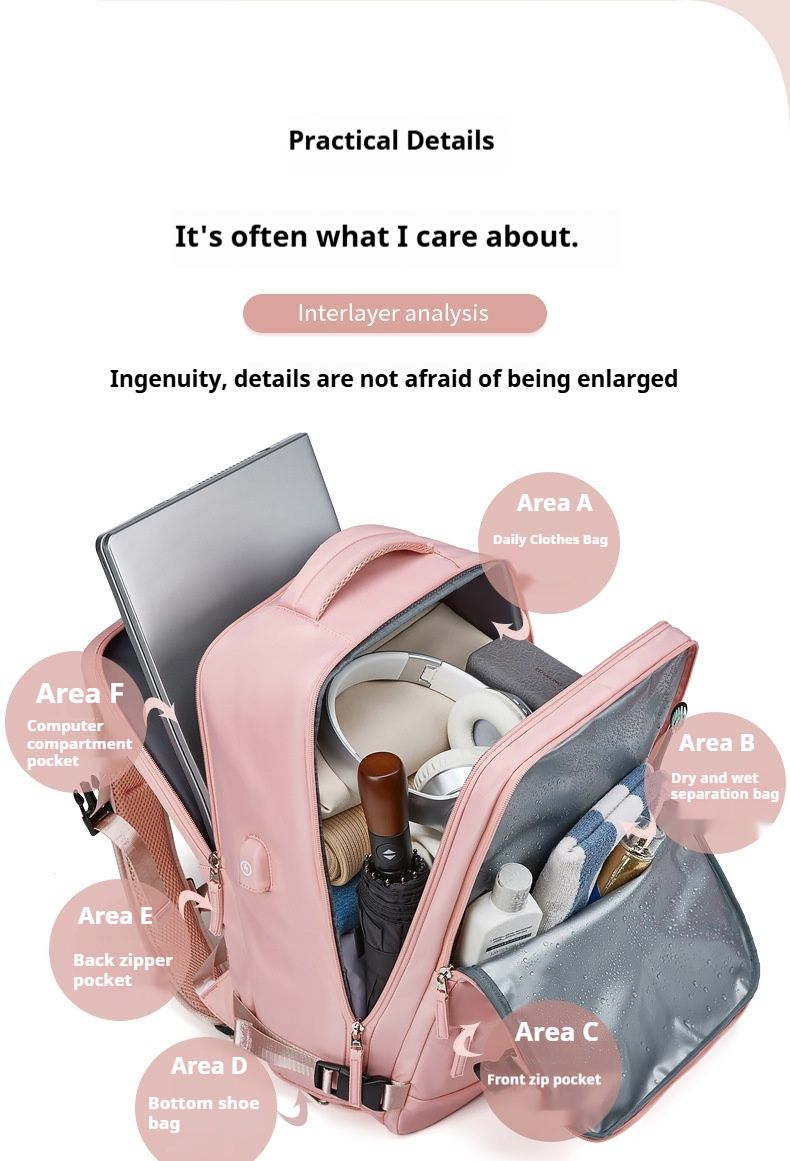 Reise-Laptop-Rucksack, für das Flugzeug zugelassener Reiserucksack für Männer und Frauen mit USB-Ladeanschlüssen, leichte 30-Liter-Reisetasche fürs College_voghion.com