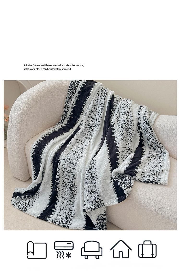 Coperta in velluto caldo per divano, ufficio, pisolino e notte, stile 2025, in jacquard cationico con fiocco di neve a righe_voghion.com