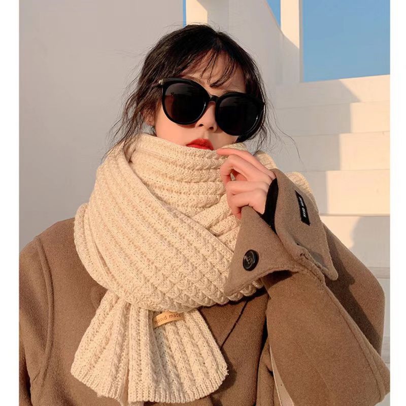 Der neue Herbst und Winter weich mit der koreanischen Version des einfarbigen Wollstrickschals weibliche Studenten verdickte Paarschals_voghion.com