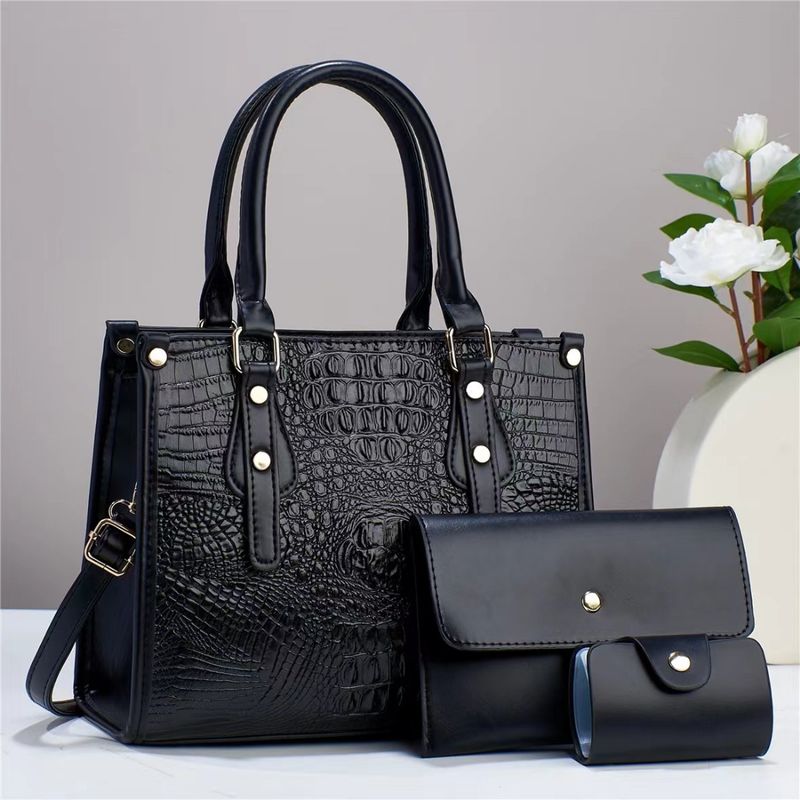 Women's Handbag Stylish Crocodile Handbag High-grade Sense Of One Shoulder Crossbody Bag Mother Bag Three Sets Of Texture_voghion.com