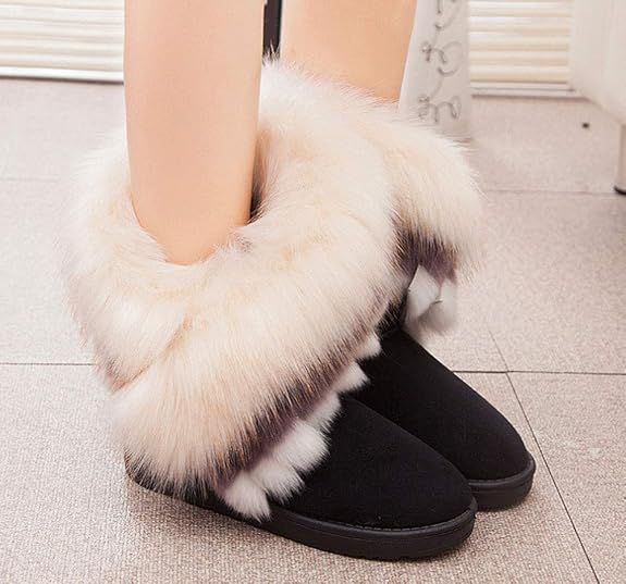 Women's Fur Tassel Winter Snow Boot Suede Flat Ankle Boots_voghion.com