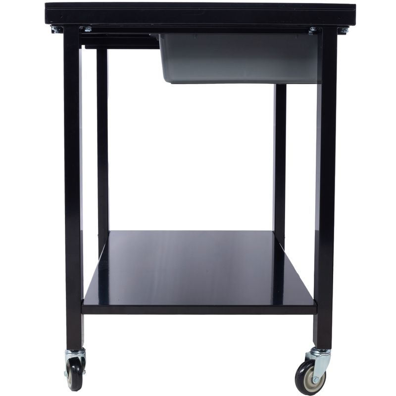 Transmission Teardown Work Station 1/2 Ton Capacity Sloping Drain Table Locking Drawer Removable Drain Basin Full-Width Lower Shelf Four 4-Inch Caster Wheels Black_voghion.com