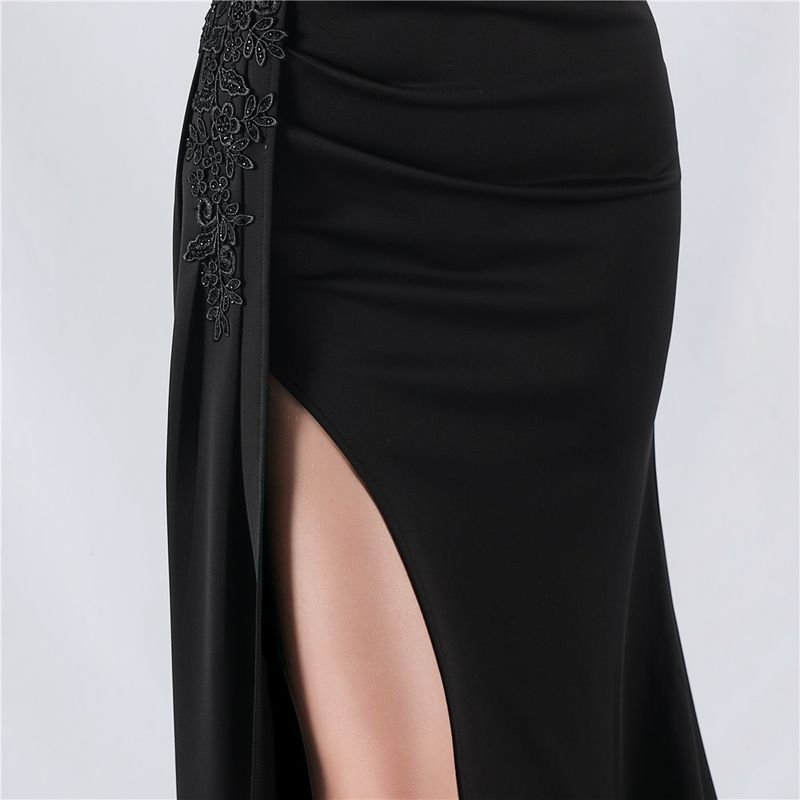 Women's Clothing Heavy Hot Diamond Custom Flower Waist Fishbone Beaded Satin Evening Dress Annual Meeting Wedding_voghion.com