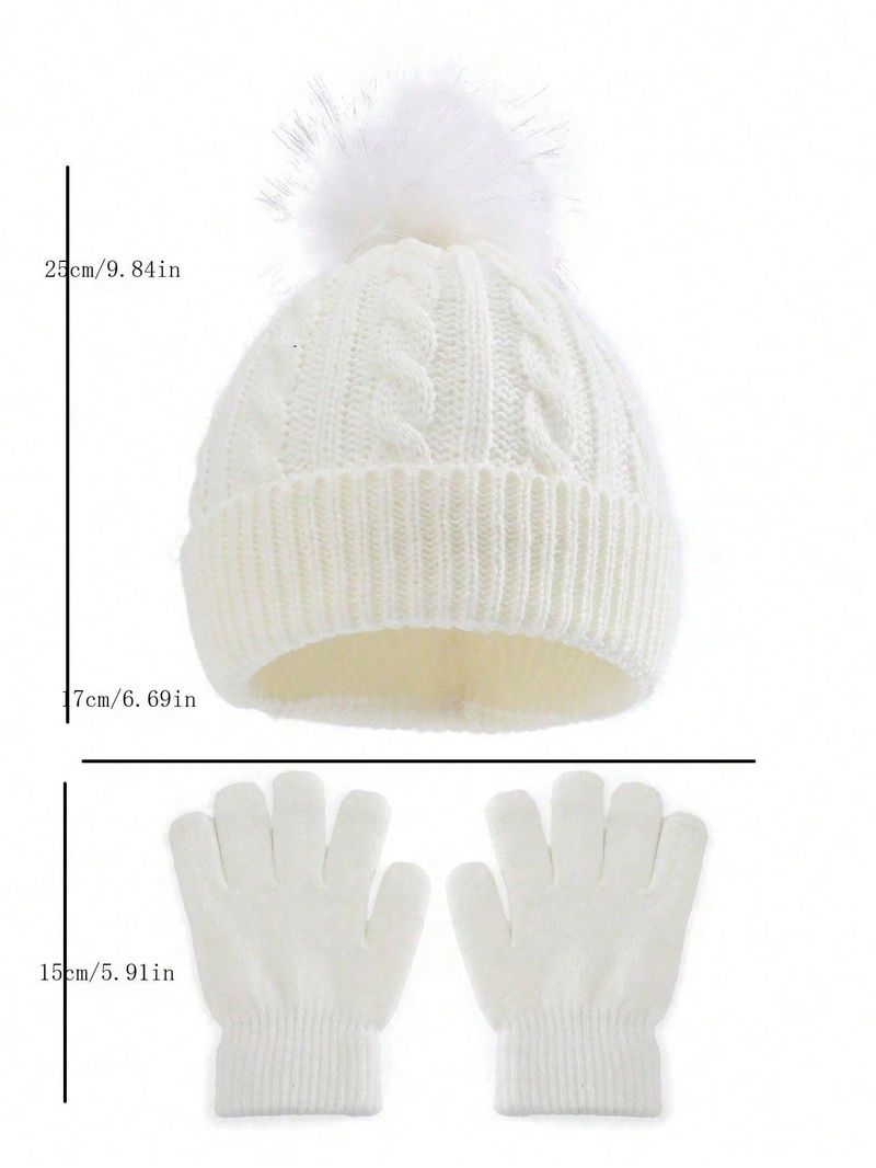 2-Piece Baby Knitted Hat And Gloves Set, Windproof And Warm Cute Hat For Boys And Girls, Suitable For Autumn And Winter Outdoors, Can Be Used As Birth_voghion.com