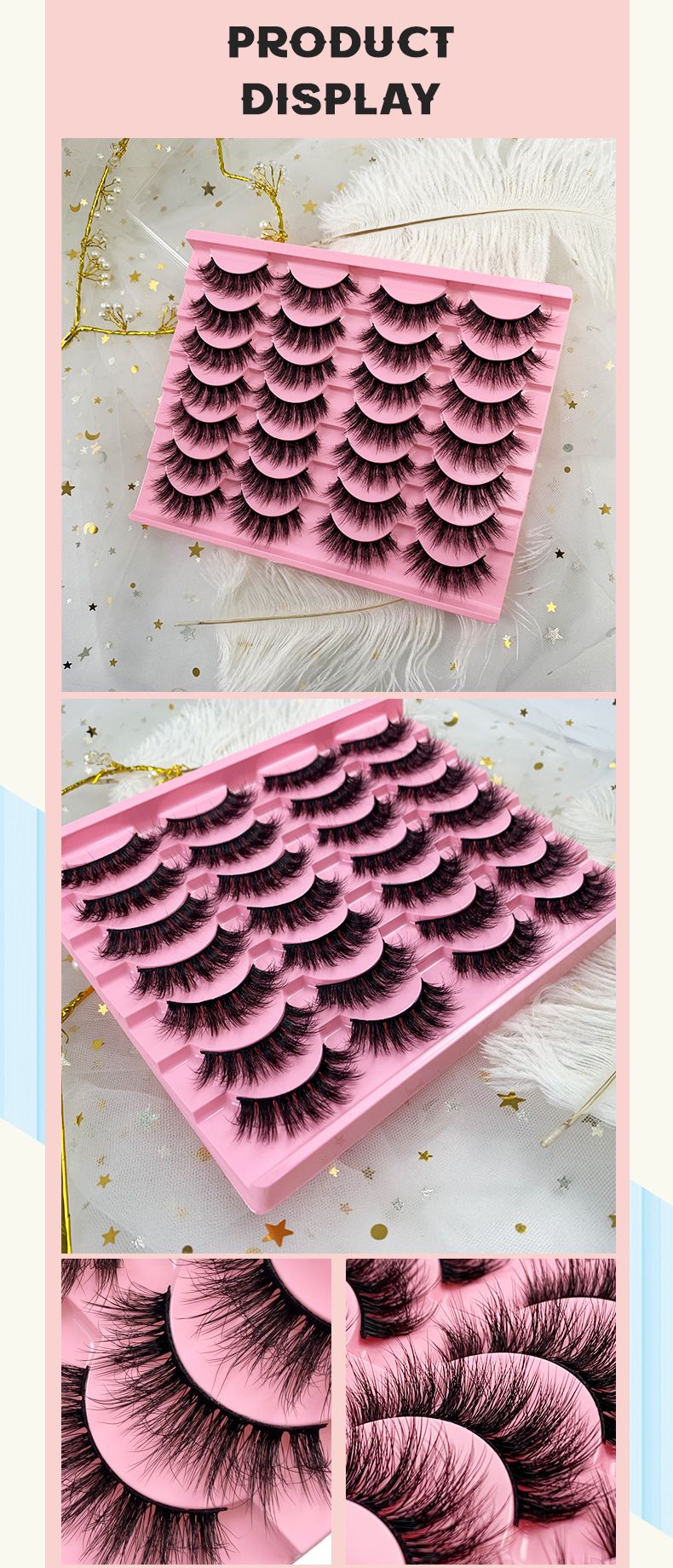 Künstliche Wimpern, 14 Paar, natürliche Simulation, dicke, gewellte, schmale, gemischte Wimpern_voghion.com