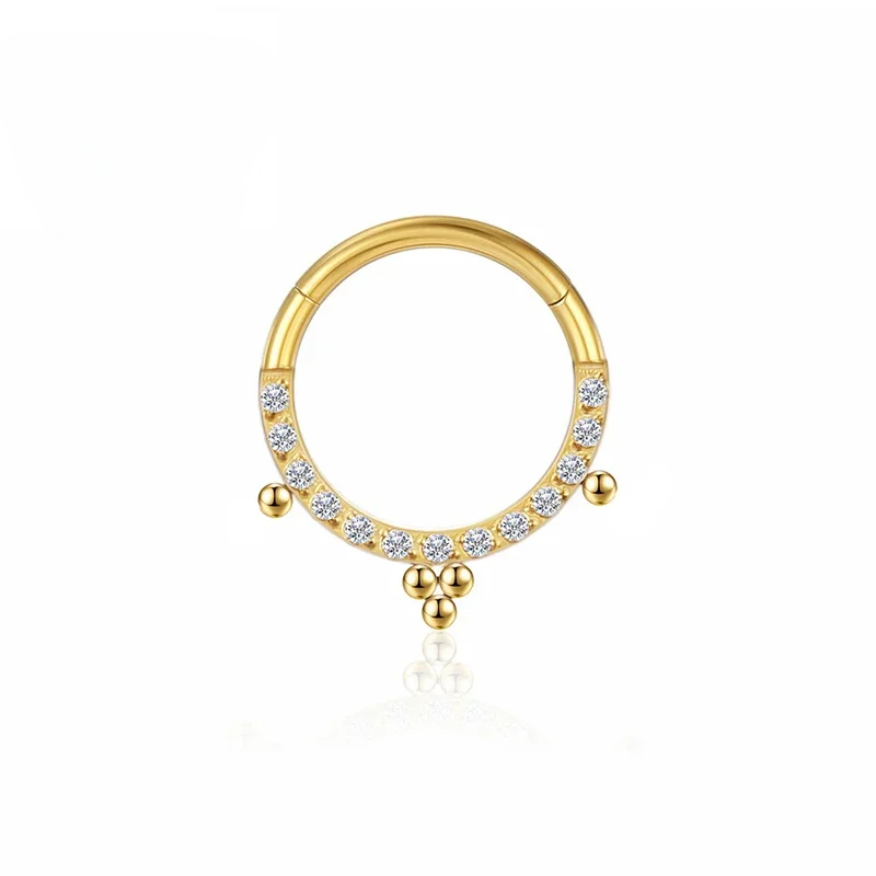 F136 Anneau de nez en titane Piercing septum Cartilage Clicker Tragus 16G Boucles d'oreilles créoles Zircon Bijoux de corps pour Labret Vente en gros_voghion.com