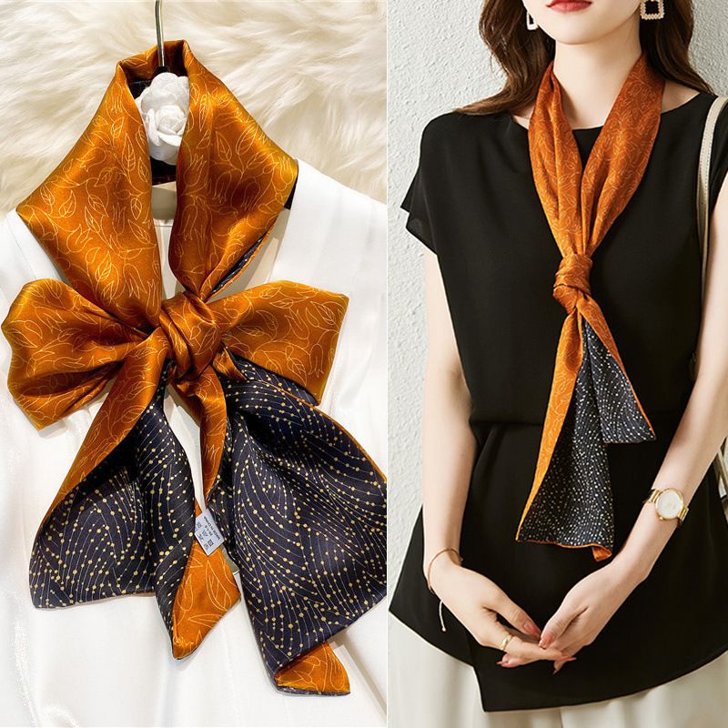 Neue Damenbekleidung für Frühling und Herbst mit kleinen Streifen Seidenschal, schmale koreanische Version, modischer und ausländischer Stil._voghion.com