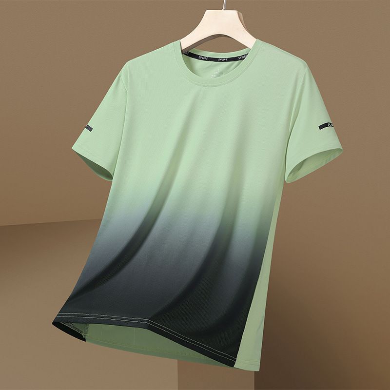 Unbeatable Quality Short Sports For Men, Double Open Round Neck Quick Drying Top, Gradient Loose Short Sleeved Ice Silk T-shirt_voghion.com