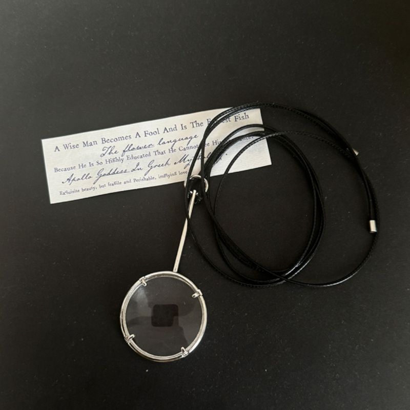 Collana con ciondolo a forma di lente d'ingrandimento, moda, semplice, versatile, elegante, design unico per clavicola e maglia a catena_voghion.com