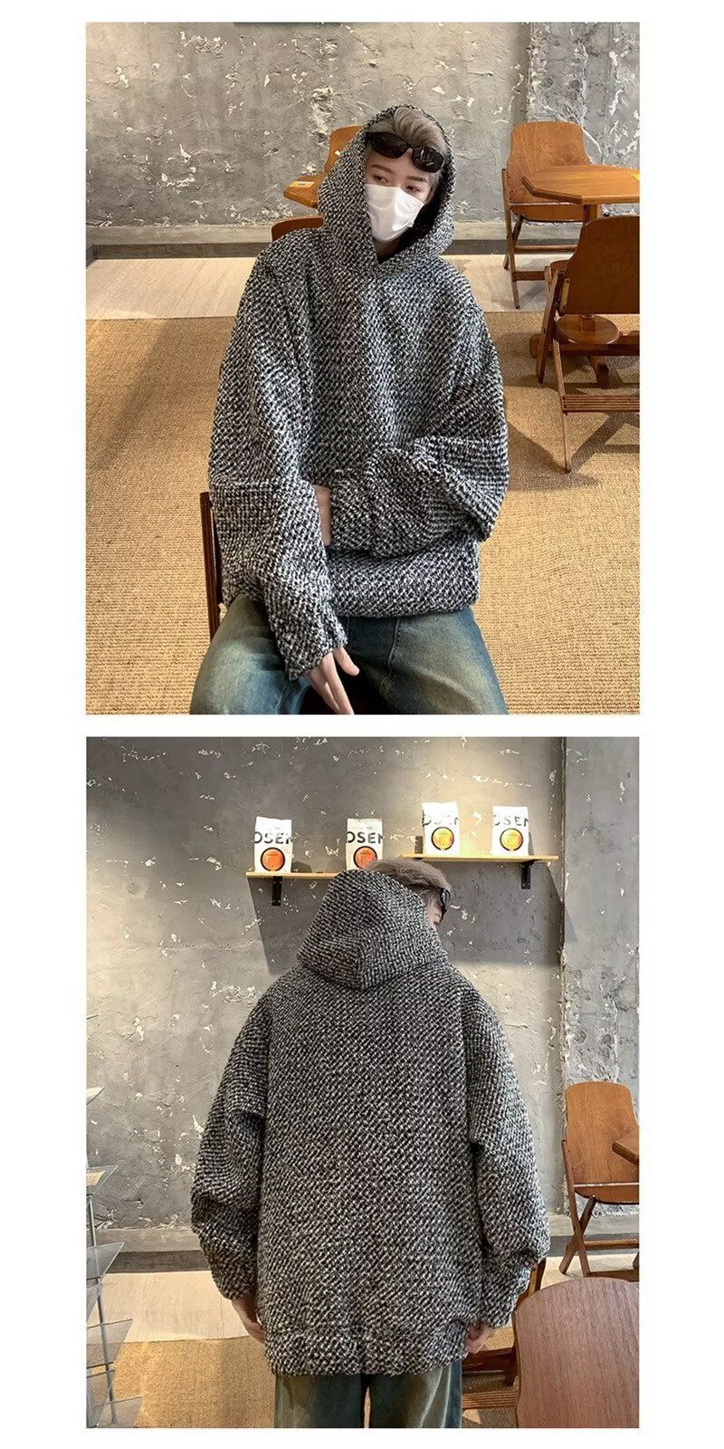 High End Couple Outfit Hooded Sweatshirt For Men In Autumn And Winter, Small Fragrance Style Woven Jacket, Brand, Light_voghion.com