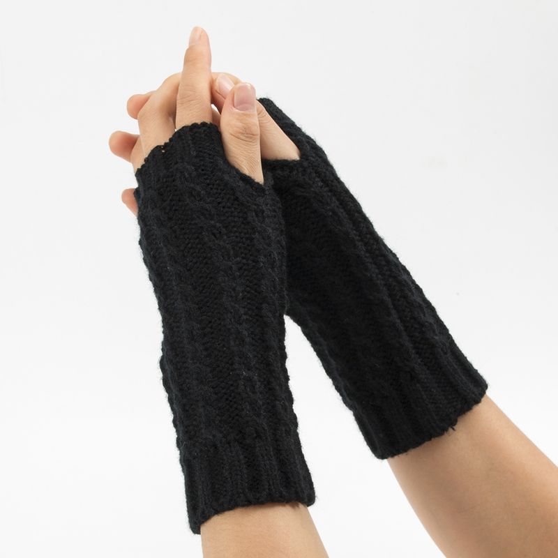 Fried Dough Twists Wrist Gloves Autumn Winter New Knitted Wool Warm Men And Women's Short Skiing Open Finger Sleeve_voghion.com