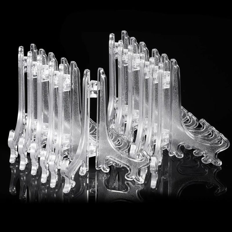 20-Pack Plastic Display Stands | Triangular Plate & Cake Stand Supports | Multi-Purpose Craft Organizer_voghion.com