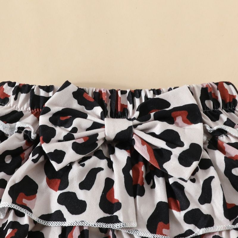 Mother & Kids 2024 Summer New Baby Short Sleeve Climbing Clothes Love Arrow Letter Printed Triangle Romper Leopard Print Briefs_voghion.com