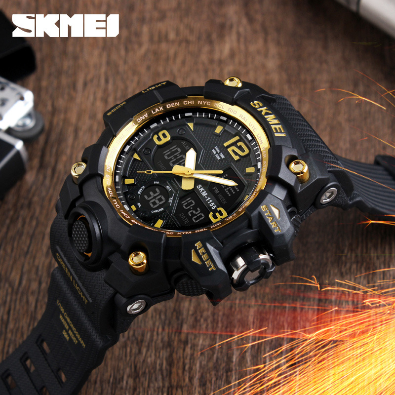 Shikemei Erkekler İçin Su Geçirmez Çok Fonksiyonlu Büyük Çift Ekranlı Elektronik Açık Hava Spor Saati_voghion.com