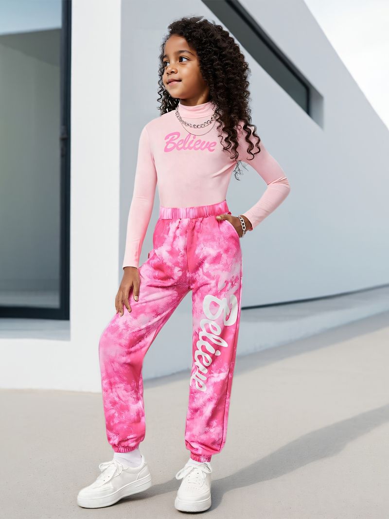 Moeder & Kinderen INS Meisjes Lente En Herfst Mode Tie Dye Patroon Leggings Losse Lange Mouwen Casual Mode Pak_voghion.com