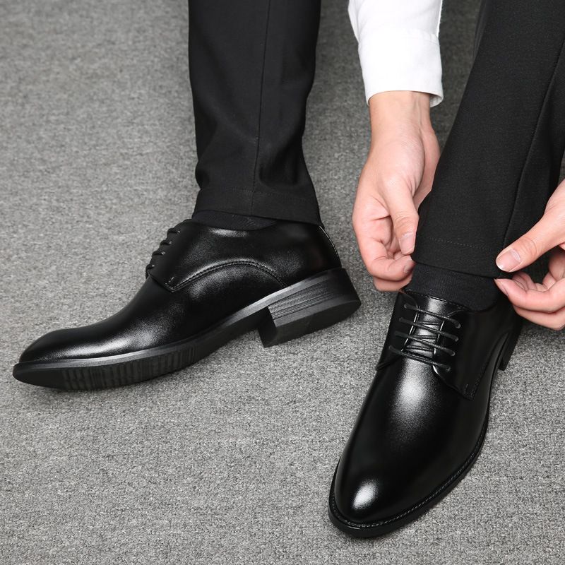 Overseas Four Seasons Daily Pointed Lace Single Formele Zakelijke Leren Grote Herenschoenen_voghion.com