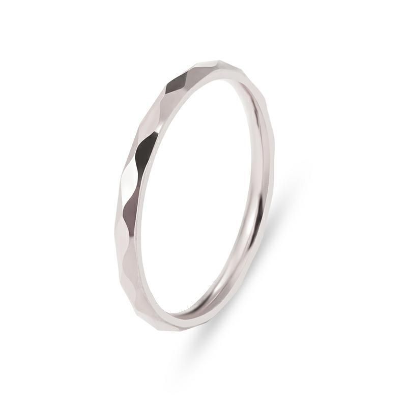 2mm Trendy Ultra-Thin Diamond-Shaped Titanium Steel For Women, Niche Design Sense Couple's Diamond Ring Jewelry_voghion.com