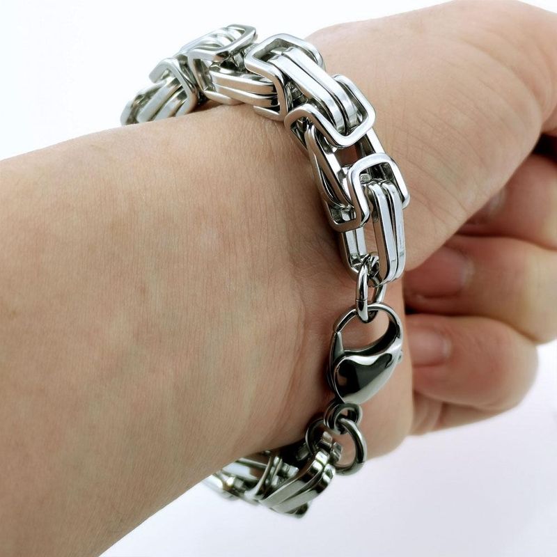 Bracciale da uomo in acciaio inossidabile con catena solida originale di colore da 10 mm di larghezza_voghion.com
